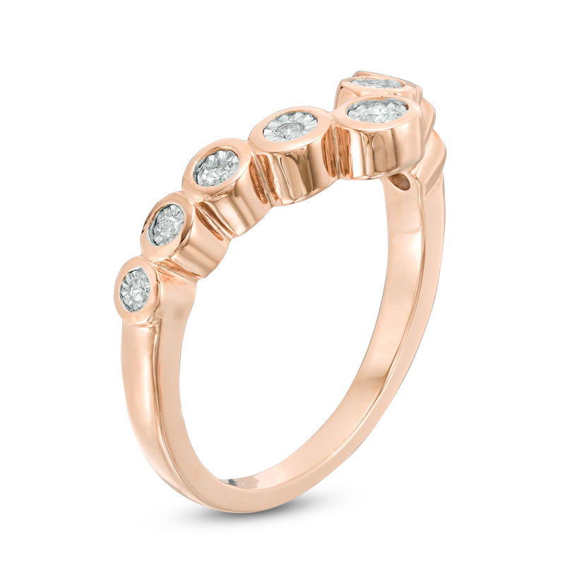 0.115 CT. T.W. Diamond Chevron Ring in 10K Rose Gold