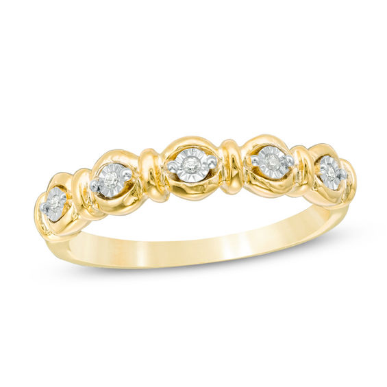 0.04 CT. T.W. Diamond Five Stone Anniversary Band in 10K Gold