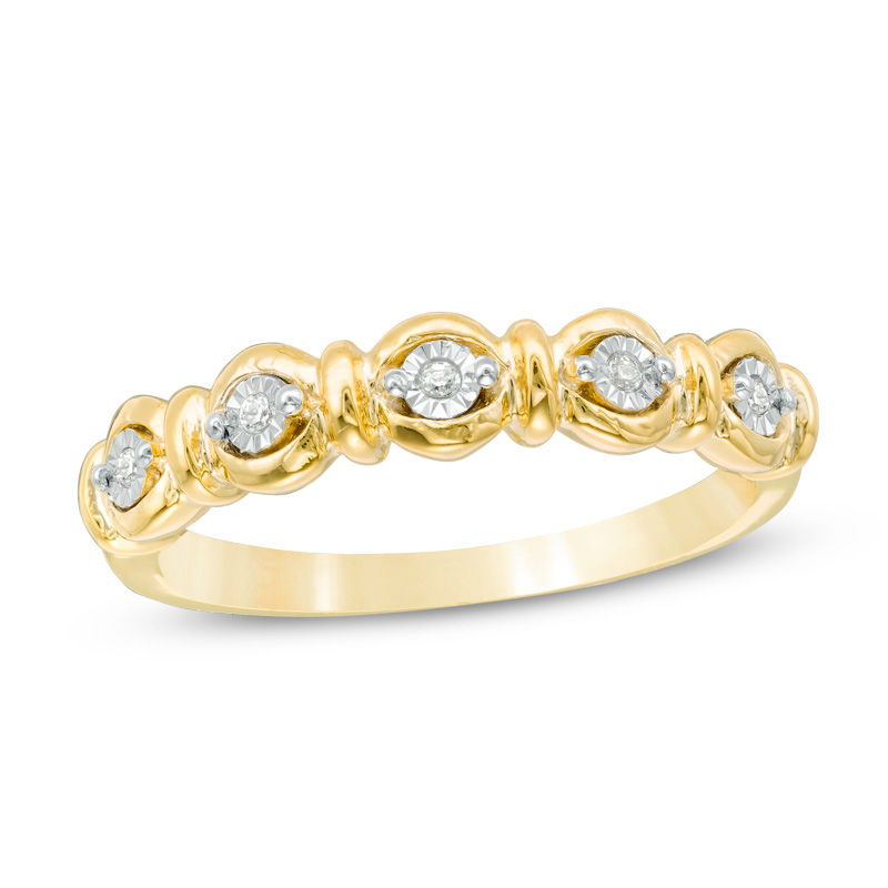 0.04 CT. T.W. Diamond Five Stone Anniversary Band in 10K Gold|Peoples Jewellers