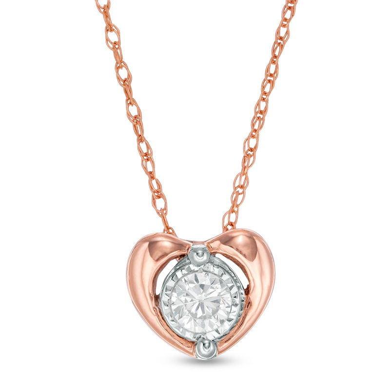 0.10 CT. Diamond Solitaire Heart Pendant in 10K Rose Gold|Peoples Jewellers