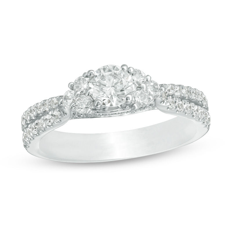 Main Image 1 of 1.00 CT. T.W. Diamond Tri-Sides Engagement Ring in 14K White Gold