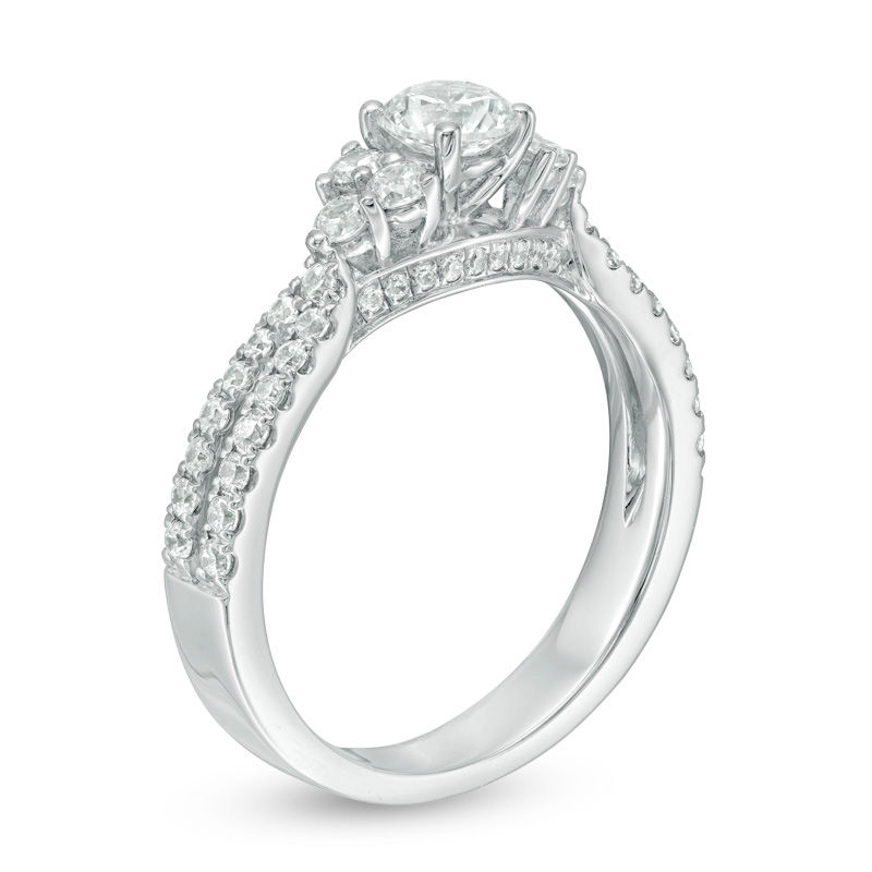 Main Image 2 of 1.00 CT. T.W. Diamond Tri-Sides Engagement Ring in 14K White Gold