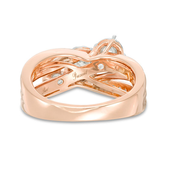 1.00 CT. T.W. Diamond Past Present Future® Slant Bypass Engagement Ring in 10K Rose Gold