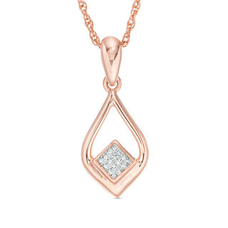 Diamond Accent Teardrop Pendant in 10K Rose Gold