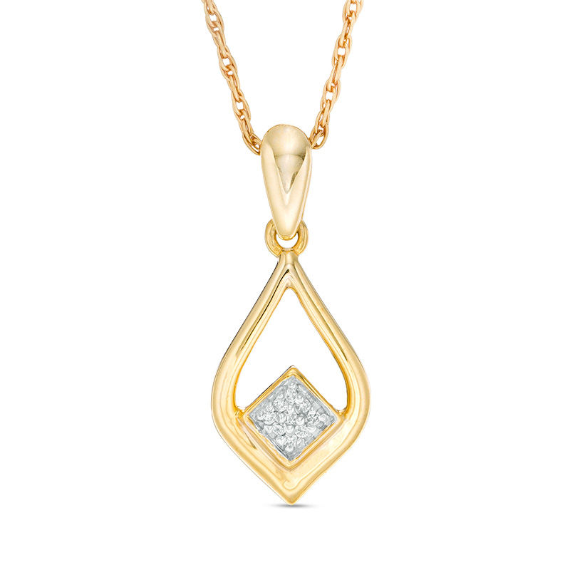 Diamond Accent Teardrop Pendant in 10K Gold|Peoples Jewellers