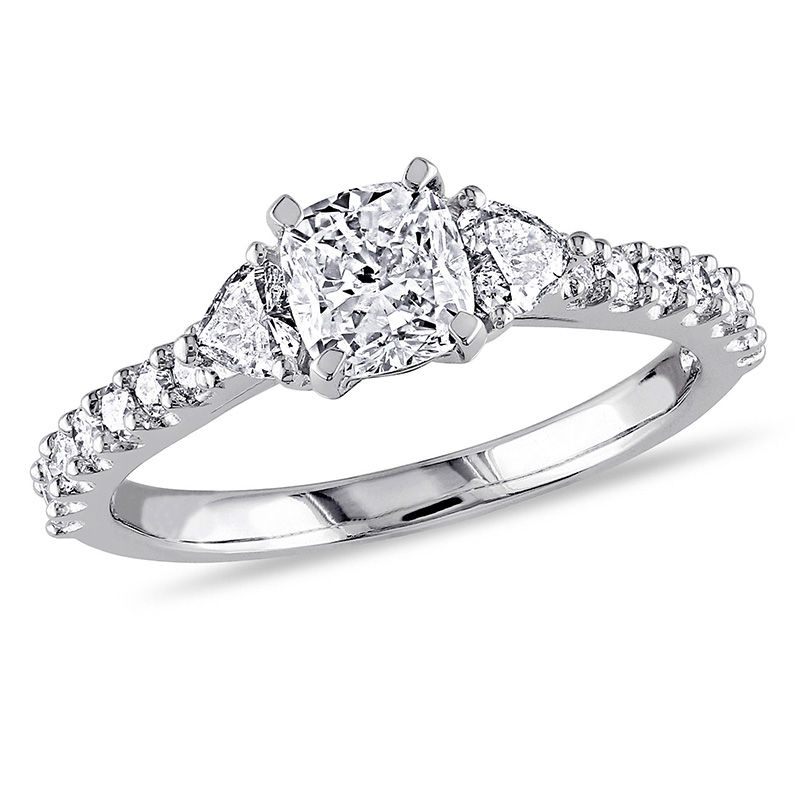 1.24 CT. T.W. Cushion-Cut Diamond Three Stone Engagement Ring in 14K White Gold|Peoples Jewellers