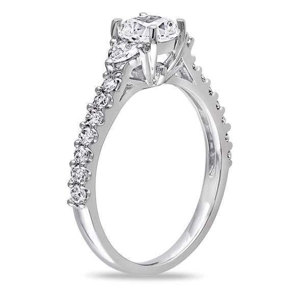 1.24 CT. T.W. Cushion-Cut Diamond Three Stone Engagement Ring in 14K White Gold