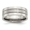 Men's 8.0mm Brushed Centre Satin Groove Wedding Band in Stainless Steel