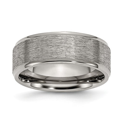 Men's 8.0mm Comfort-Fit Brushed Centre Bevel-Edged Wedding Band in Titanium