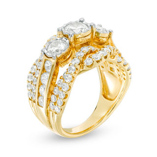 2.95 CT. T.W. Diamond Past Present Future® Twist Engagement Ring in 14K Gold