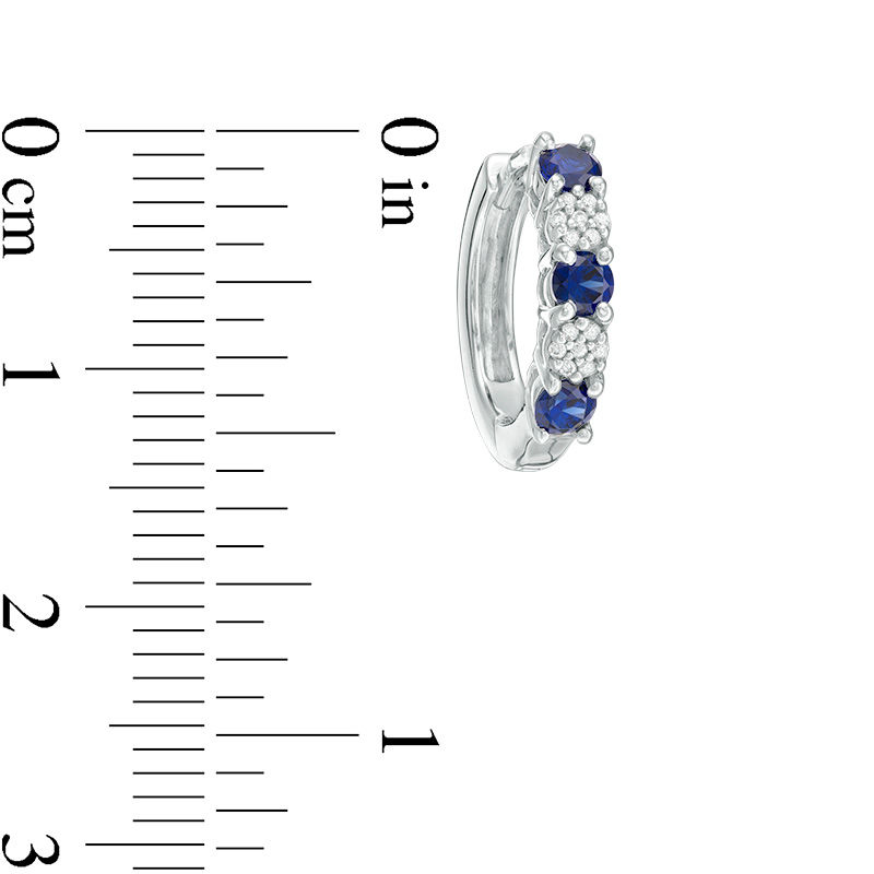 Blue Sapphire and 0.08 CT. T.W. Composite Diamond Alternating Hoop Earrings in 10K White Gold|Peoples Jewellers