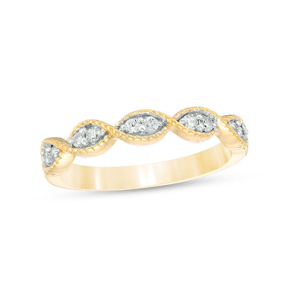 0.145 CT. T.W. Diamond Twist Vintage-Style Stackable Band in 10K Gold