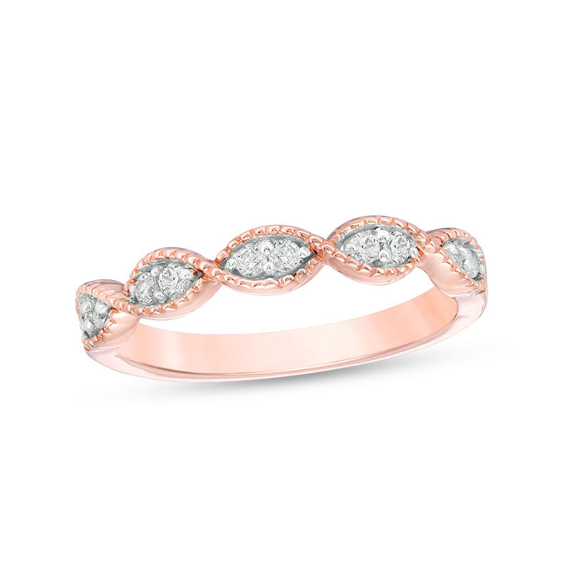 0.145 CT. T.W. Diamond Twist Vintage-Style Stackable Band in 10K Rose Gold|Peoples Jewellers
