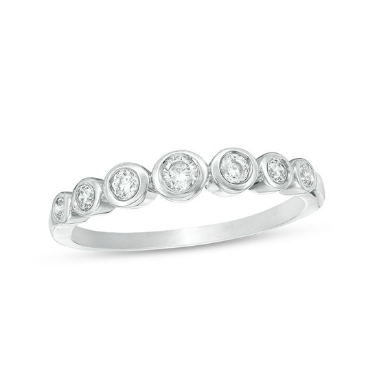 0.23 CT. T.W. Diamond Bubble Stackable Band in 10K White Gold