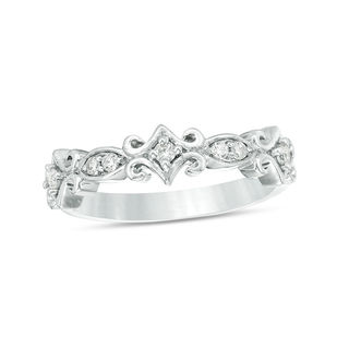 0.085 CT. T.W. Diamond Scroll Stackable Band in 10K Gold