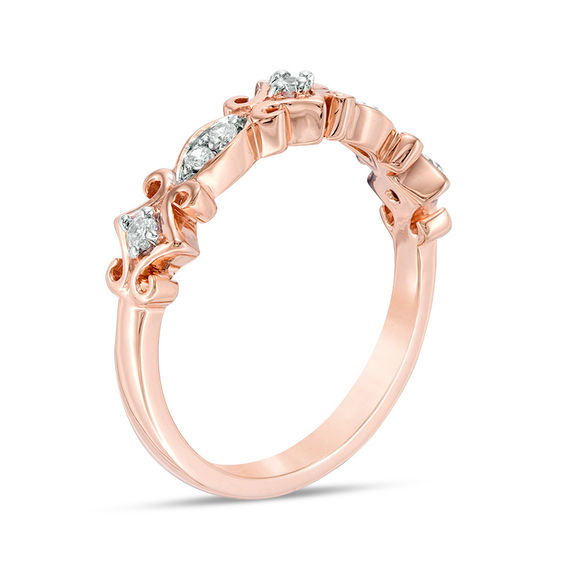 0.085 CT. T.W. Diamond Scroll Stackable Band in 10K Rose Gold