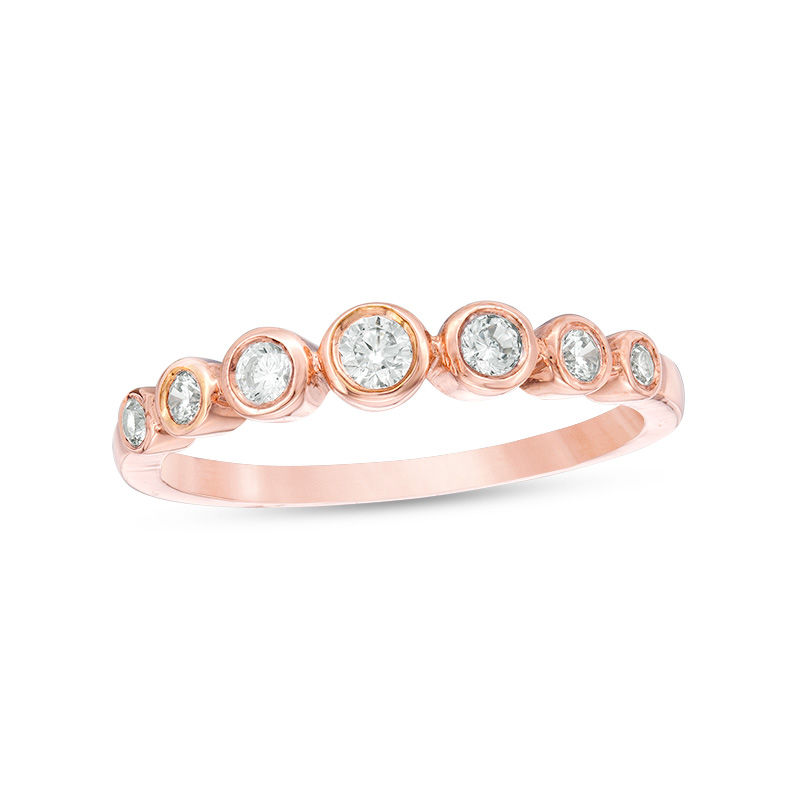 0.23 CT. T.W. Diamond Bubble Stackable Band in 10K Rose Gold|Peoples Jewellers