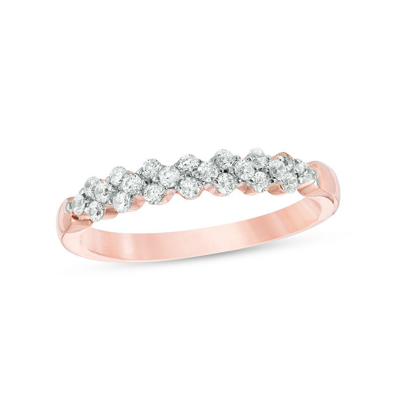 0.29 CT. T.W. Diamond Alternating Stackable Band in 10K Rose Gold