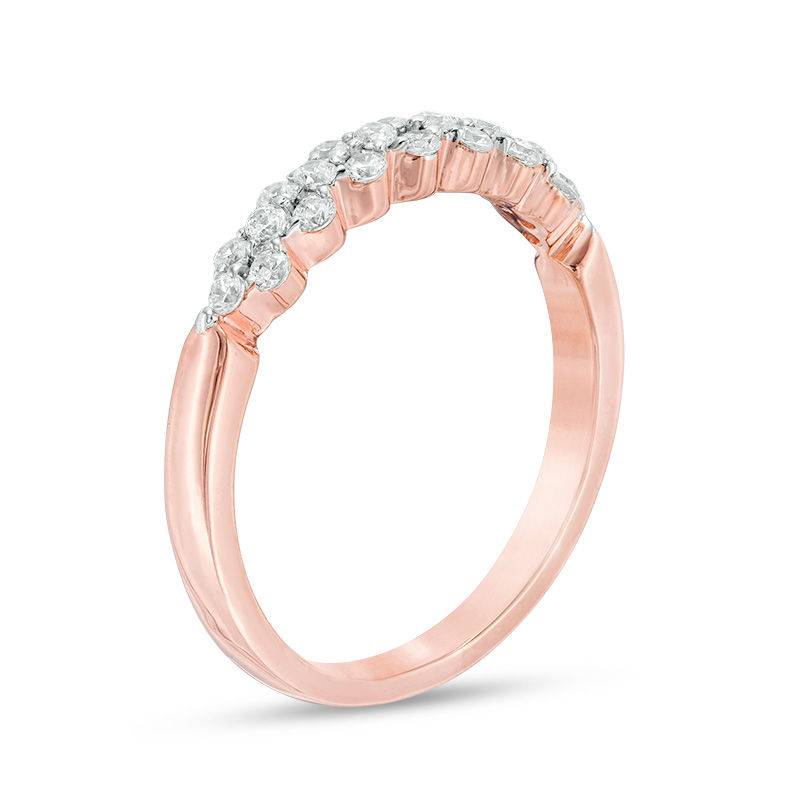 0.29 CT. T.W. Diamond Alternating Stackable Band in 10K Rose Gold