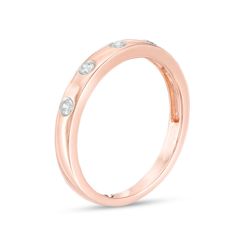 0.145 CT. T.W. Diamond Five Stone Stackable Band in 10K Rose Gold|Peoples Jewellers