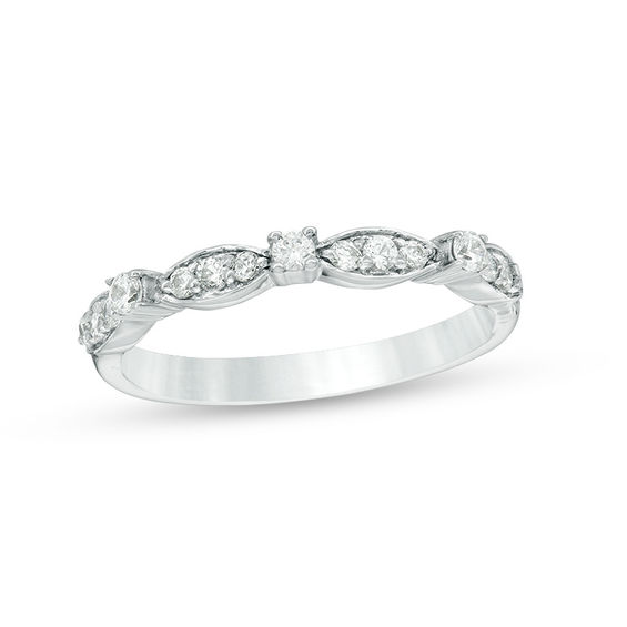 0.23 CT. T.W. Diamond Alternating Stackable Band in 10K White Gold