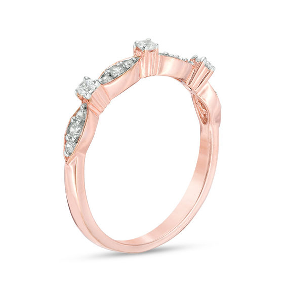 0.23 CT. T.W. Diamond Alternating Stackable Band in 10K Rose Gold