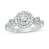 0.37 CT. T.W. Diamond Double Frame "X"-Sides Engagement Ring in 10K White Gold