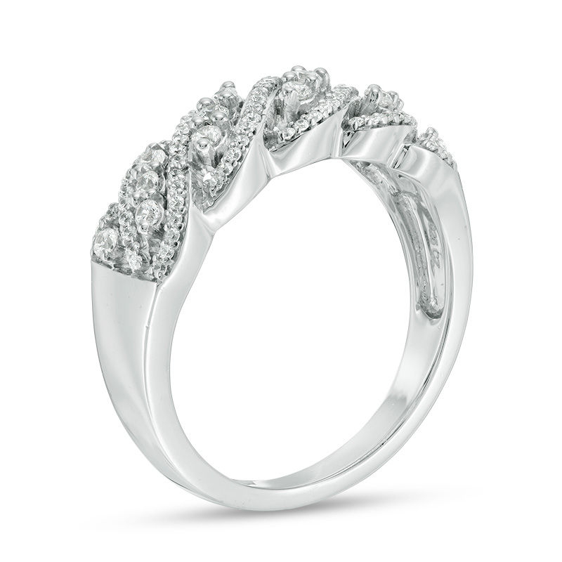 0.29 CT. T.W. Diamond Wave Band in 10K White Gold