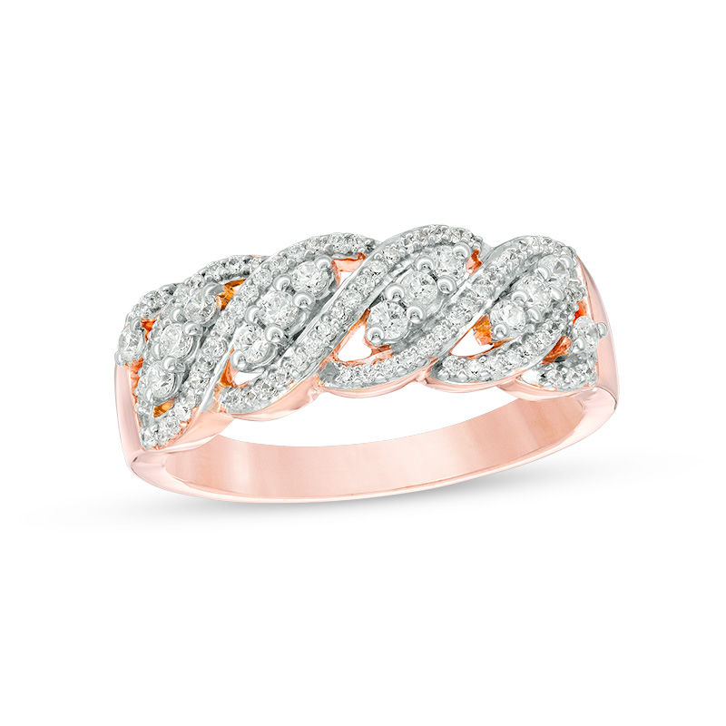 0.29 CT. T.W. Diamond Wave Band in 10K Rose Gold|Peoples Jewellers