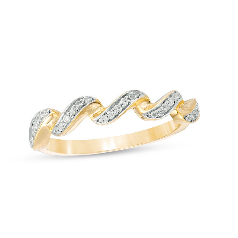 0.115 CT. T.W. Diamond Twist Stackable Band in 10K Gold