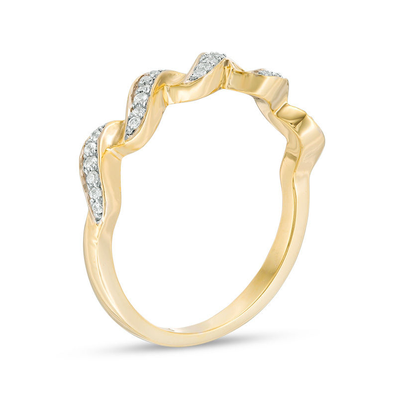 0.115 CT. T.W. Diamond Twist Stackable Band in 10K Gold|Peoples Jewellers