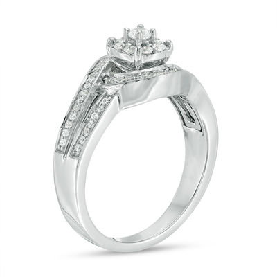 0.29 CT. T.W. Diamond Frame Bypass Engagement Ring in 10K White Gold