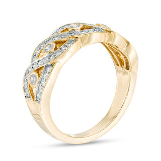 0.45 CT. T.W. Diamond Five Stone Station Wave Band in 10K Gold