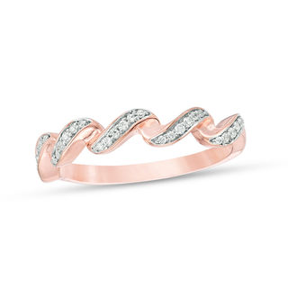 0.115 CT. T.W. Diamond Twist Stackable Band in 10K Rose Gold