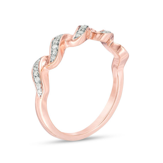 0.115 CT. T.W. Diamond Twist Stackable Band in 10K Rose Gold