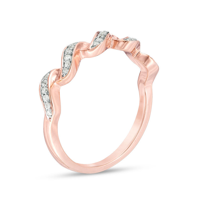 0.115 CT. T.W. Diamond Twist Stackable Band in 10K Rose Gold|Peoples Jewellers
