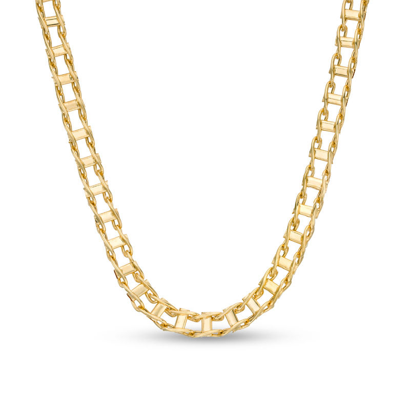 Men's 5.0mm Railroad Link Chain Necklace in Hollow 14K Gold - 20"|Peoples Jewellers
