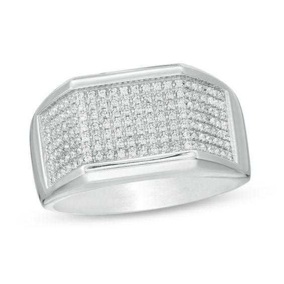 Men's 0.40 CT. T.W. Diamond Multi-Row Ring in Sterling Silver