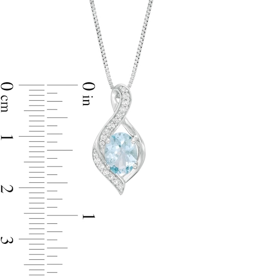 Oval Aquamarine and Lab-Created White Sapphire Flame Pendant and Drop Earrings Set in Sterling Silver