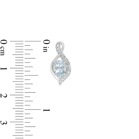 Oval Aquamarine and Lab-Created White Sapphire Flame Pendant and Drop Earrings Set in Sterling Silver