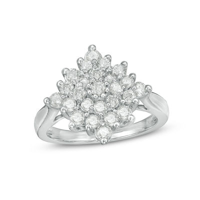 0.80 CT. T.W. Composite Diamond Starburst Engagement Ring in 10K White Gold