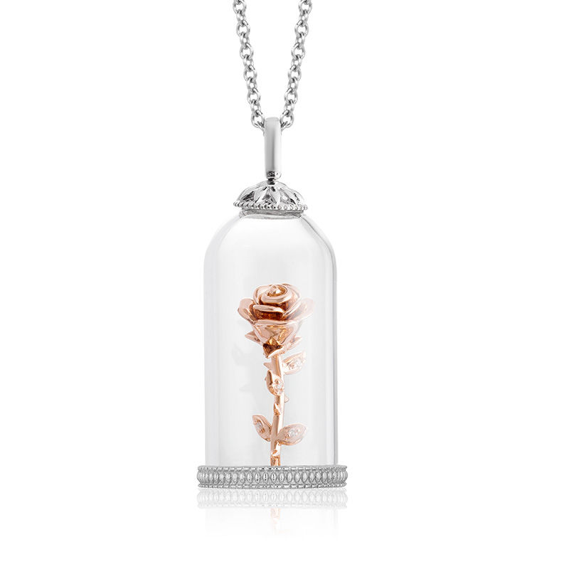 Disney Rose Bloom in Glass Dome Necklace