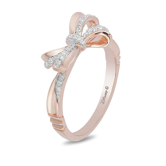 Enchanted Disney Snow White 0.087 CT. T.W. Diamond Bow Ring in 10K Rose Gold