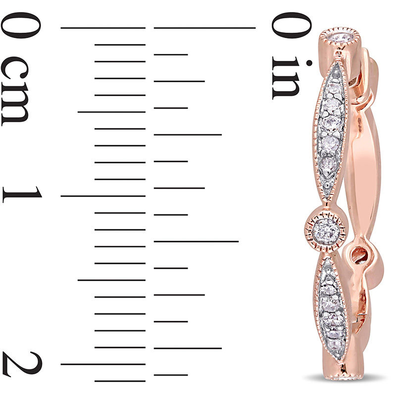 0.32 CT. T.W. Diamond Alternating Vintage-Style Hoop Earrings in 10K Rose Gold|Peoples Jewellers