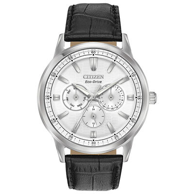 Men's Citizen Eco-Drive® Corso Strap Watch with Silver-Tone Dial (Model: BU2070-04A)