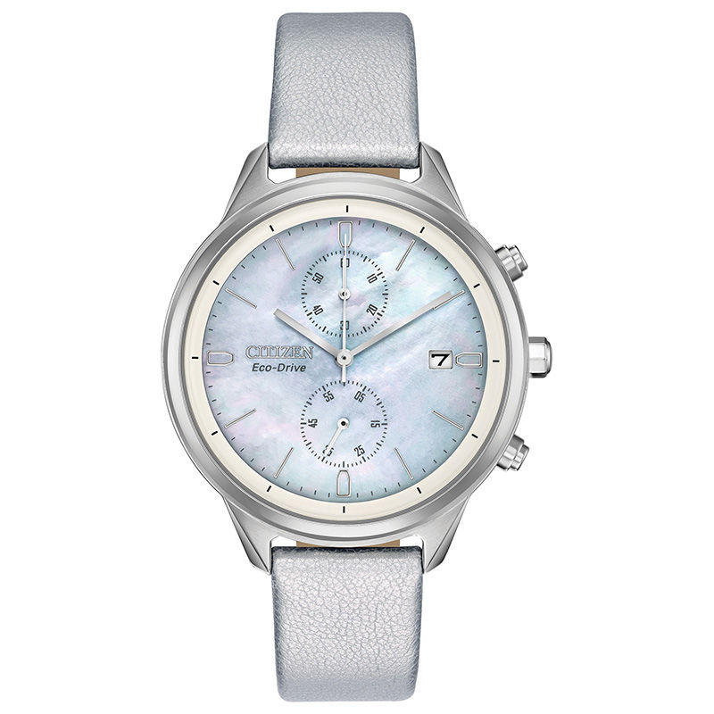 Ladies' Citizen Eco-Drive® Chandler Chronograph Strap Watch with Mother-of-Pearl Dial (Model: FB2000-03D)|Peoples Jewellers