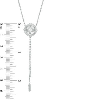 Magnificence™ 0.33 CT. T.W. Diamond Tilted Cushion Frame Lariat-Style Necklace in 10K White Gold