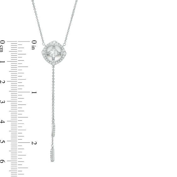 Magnificence™ 0.33 CT. T.W. Diamond Tilted Cushion Frame Lariat-Style Necklace in 10K White Gold