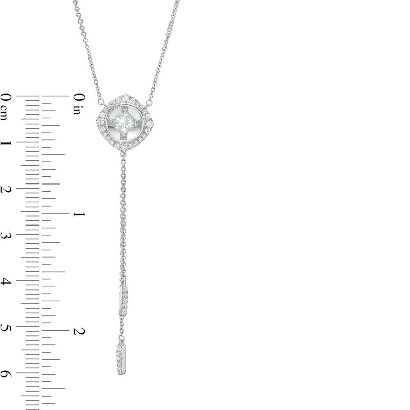 Magnificence™ 0.33 CT. T.W. Diamond Tilted Cushion Frame Lariat-Style ...