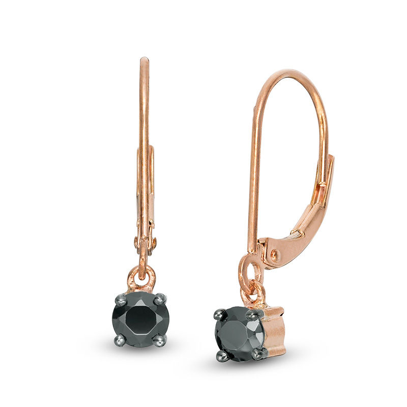 0.95 CT. T.W. Black Diamond Solitaire Drop Earrings in 10K Rose Gold|Peoples Jewellers